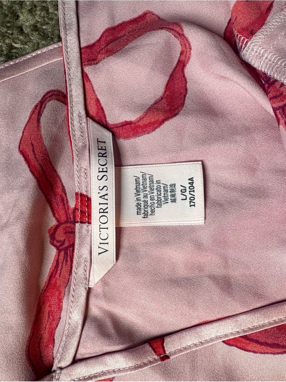 Victoria's Secret Pink Satin Set with Red Ribbon - Picture 3 of 3